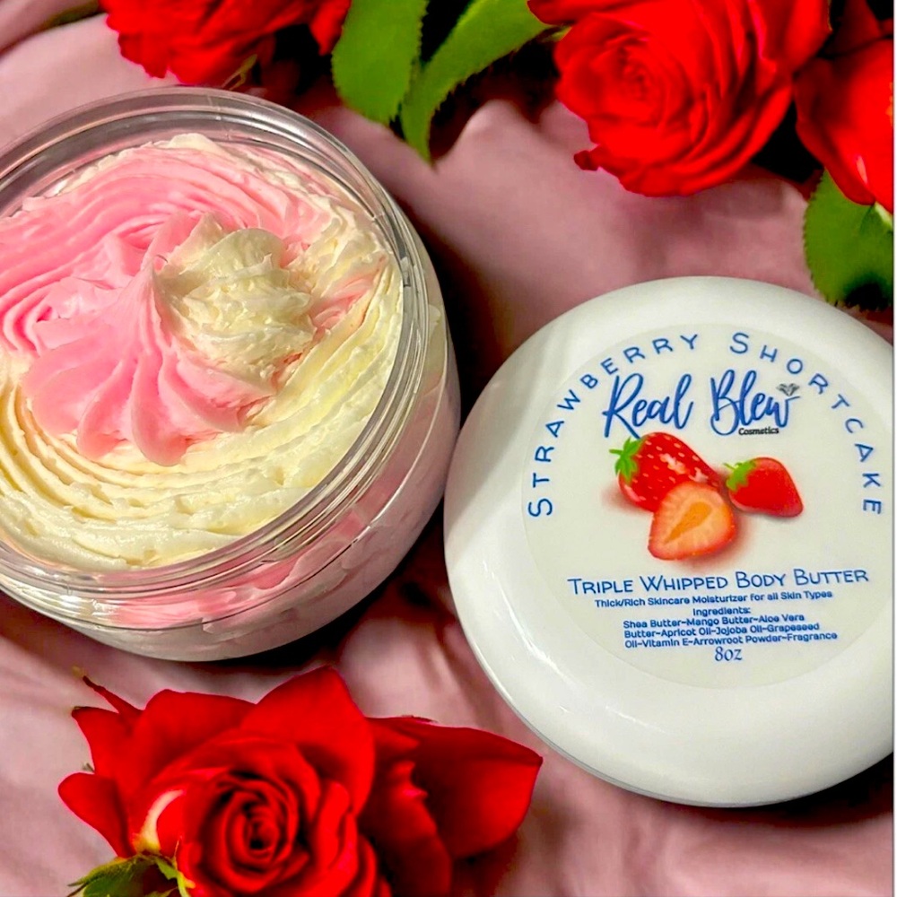🍓 Strawberry Shortcake Whipped Body Butter – Triple Butter Blend, Ultra Rich 8oz